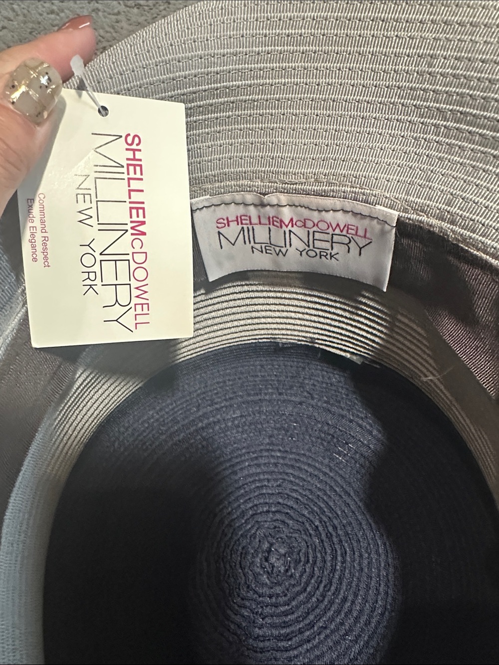 Embellished Two-Tone Navy and Silver Women's Hat - Picture 6 of 7